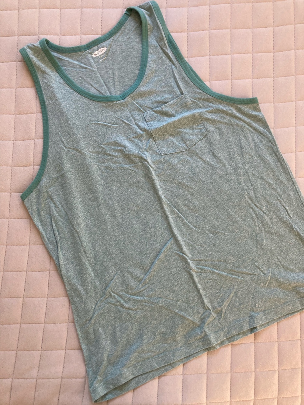 Old Navy Men’s Heather Green Tank Top with Darker Green Trim